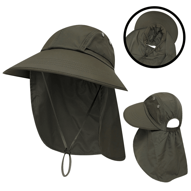 Unisex Nylon Solid Color Adjustable Summer Outdoor Sunshade Fishing Climbing Hat Breathable Bucket Hat - MRSLM