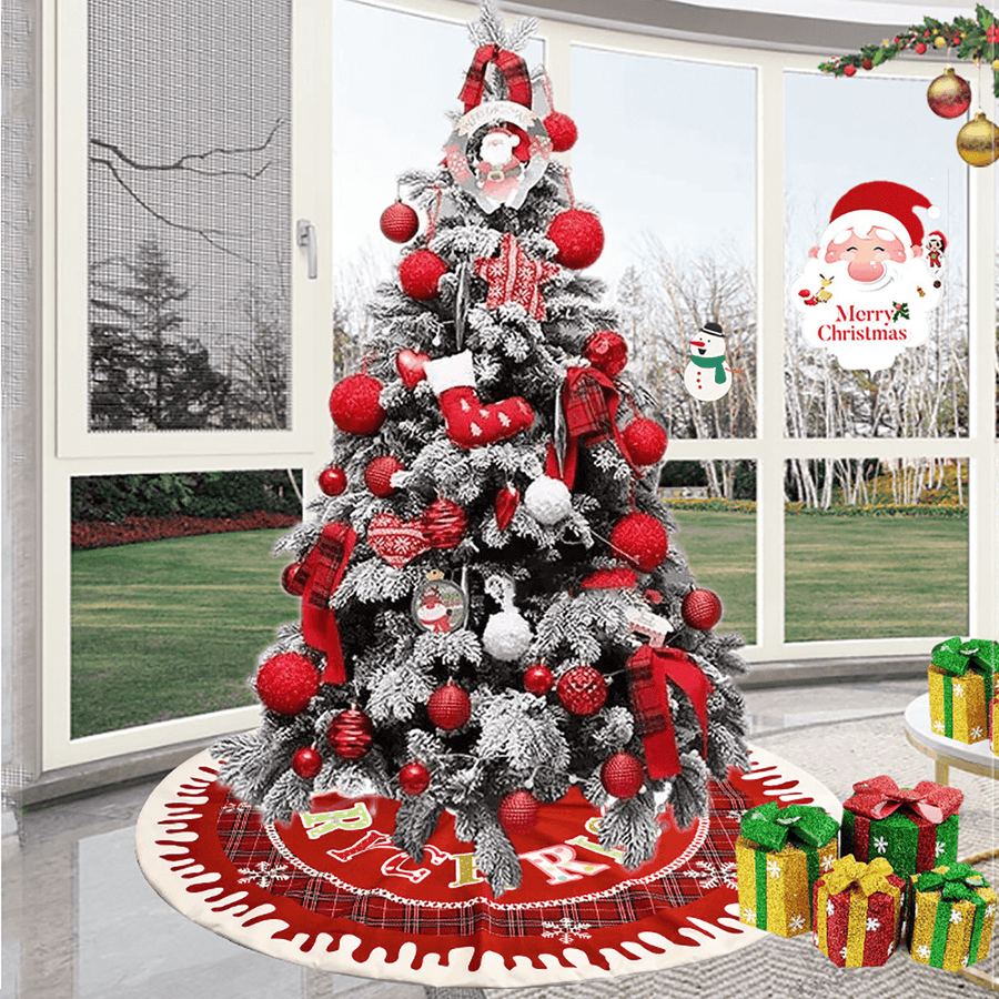 Christmas Santa Tree Mat Blanket Carpet Base Ornament Decoration Apron Wrap for Indoor Outdoor Party Decor - MRSLM