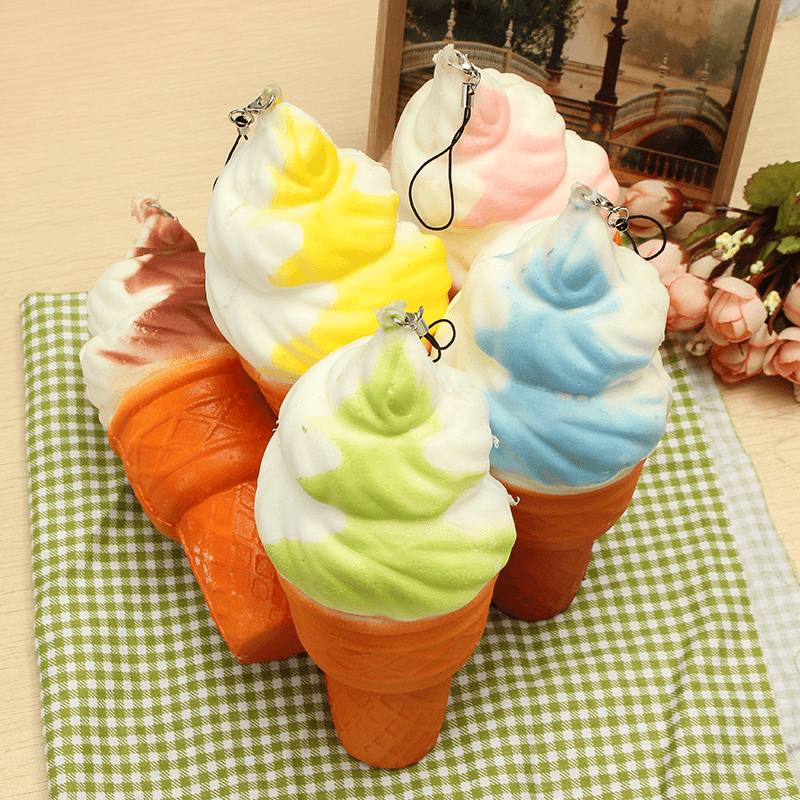 Squishy Jumbo Ice Cream Cone 17Cm Slow Rising Soft Collection Decor Gift Phone Bag Strap - MRSLM