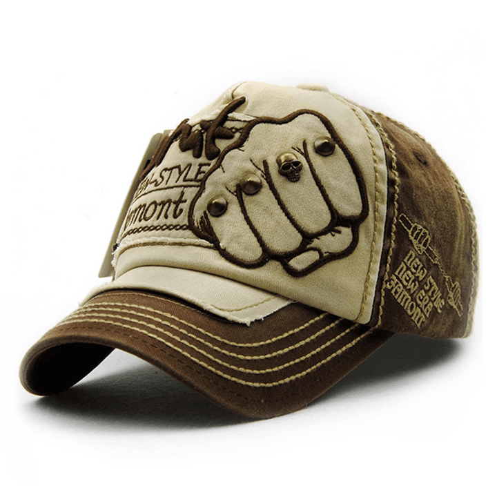 Men Women Fist Letter Embroidery Baseball Hat Fashion Rivet Peaked Cap - MRSLM