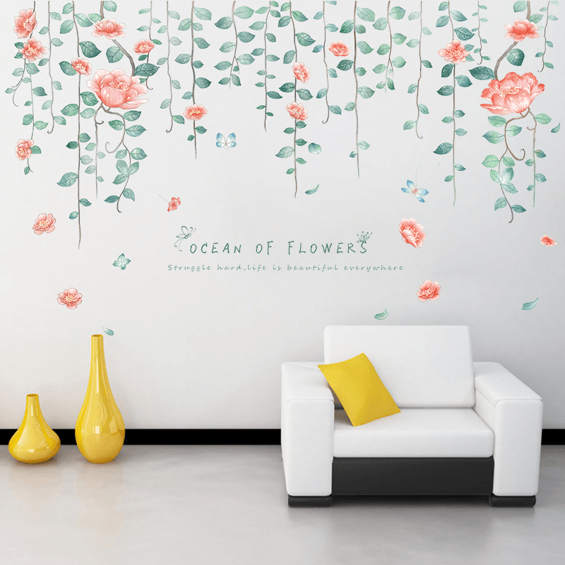 Miico XC9042 Flower Vine Flower Wall Sticker Living Room Bedroom Wall Decoration Sticker DIY Stickers - MRSLM