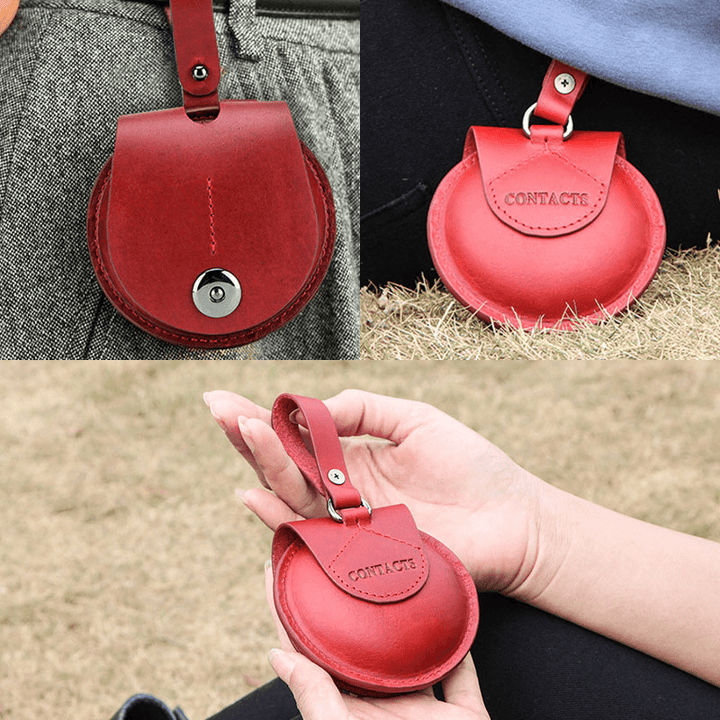 Women Men Genuine Leather Earphone Case Coin Purse - MRSLM