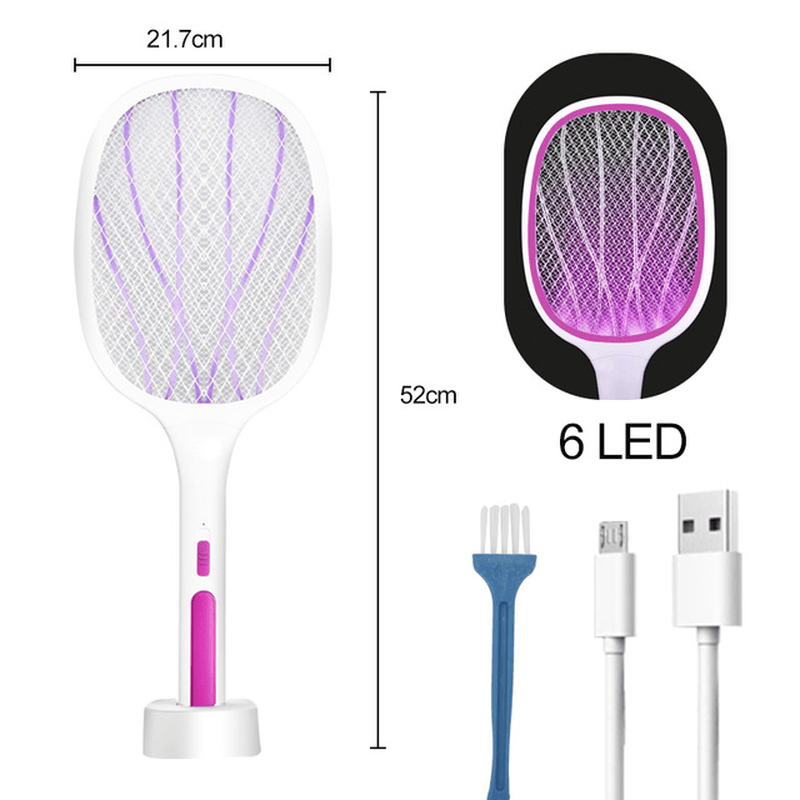 2 in 1 6/10 LED Mosquito Killer Lamp 3000V Electric Mosquito Swatter USB Rechargeable Insect Mosquito Repellent Trap - MRSLM