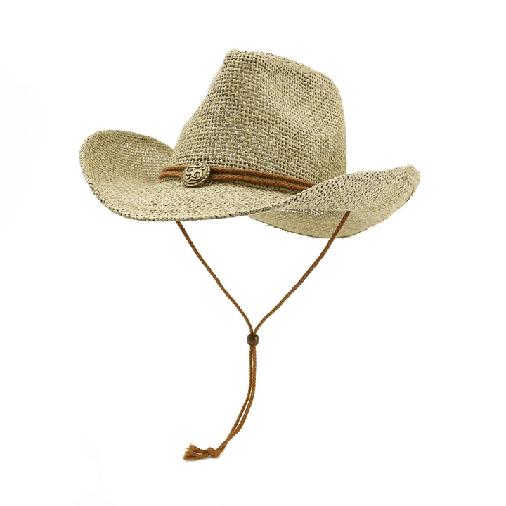 Western Cowboy Straw Hat Top Hat Outdoor Beach Hat - MRSLM