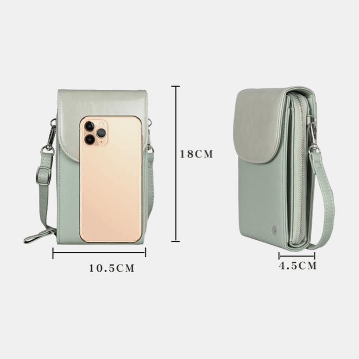 Women 8 Card Slots Phone Bag Solid Crossbody Bag Shoulder Bag - MRSLM