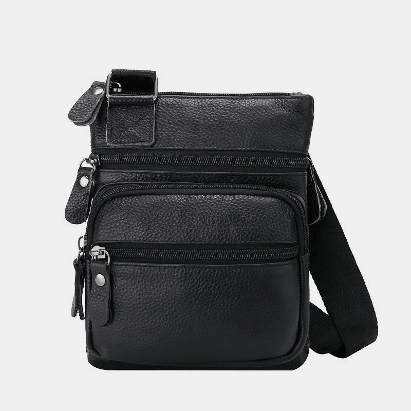 Men Genuine Leather Large Capacity Waterproof Wear-Resistant Crossbody Bag - MRSLM