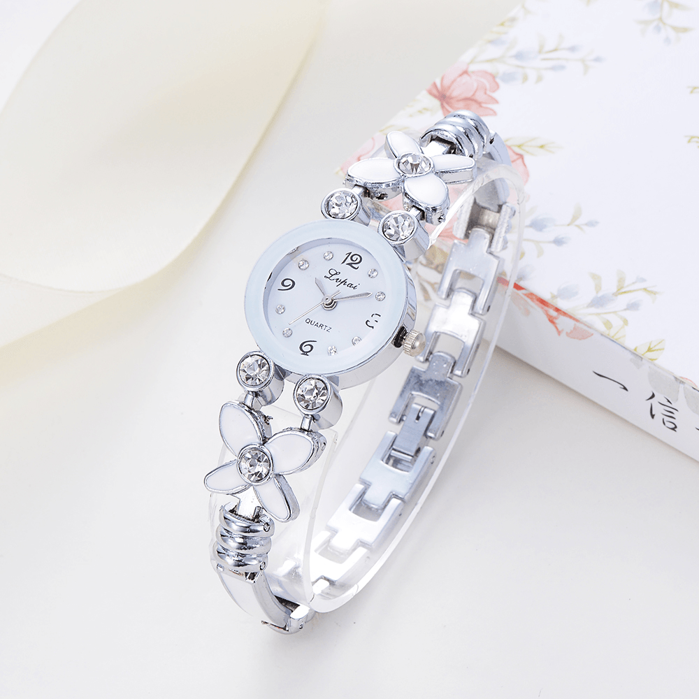 LVPAI LP171 Flower Dress Ladies Bracelet Watch Crystal Diamond Small Dial Quartz Watch - MRSLM