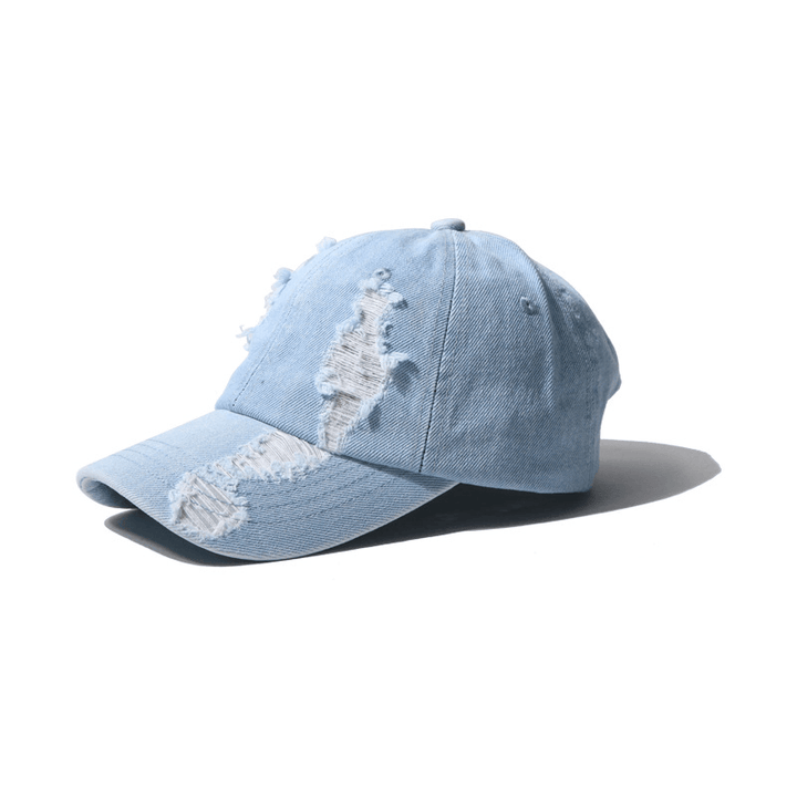 Men'S and Women'S Hole Denim Casual Duck Tongue Baseball Cap - MRSLM