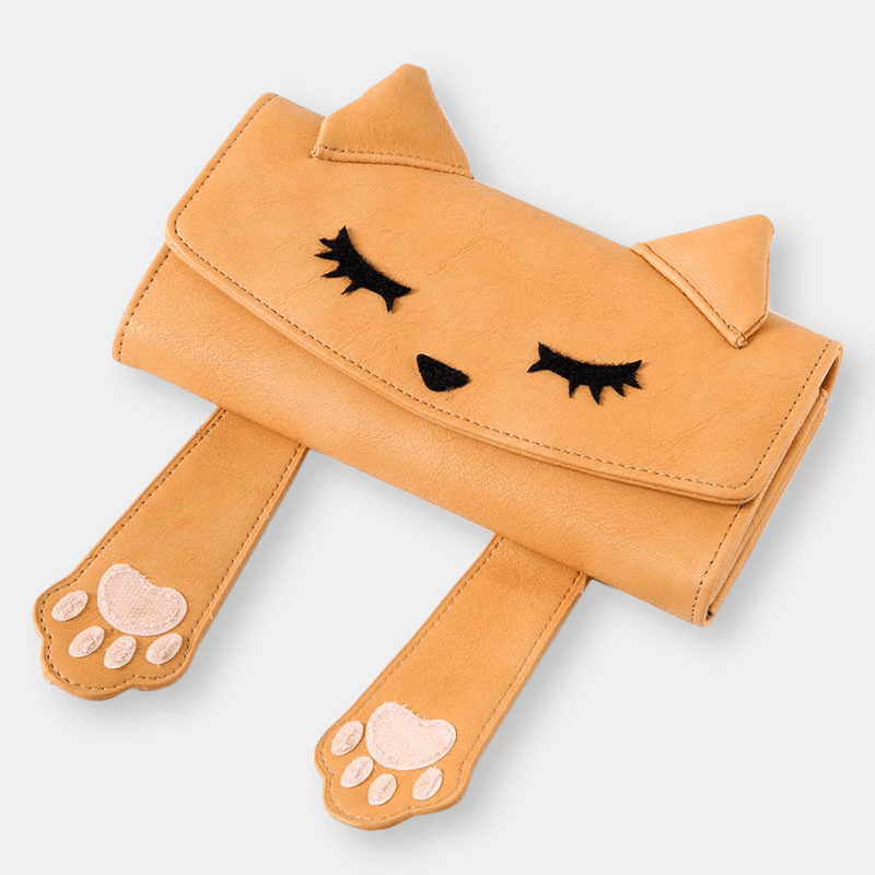 Women Fashion Cute Cat Small Handbag Long Wallet Purse - MRSLM