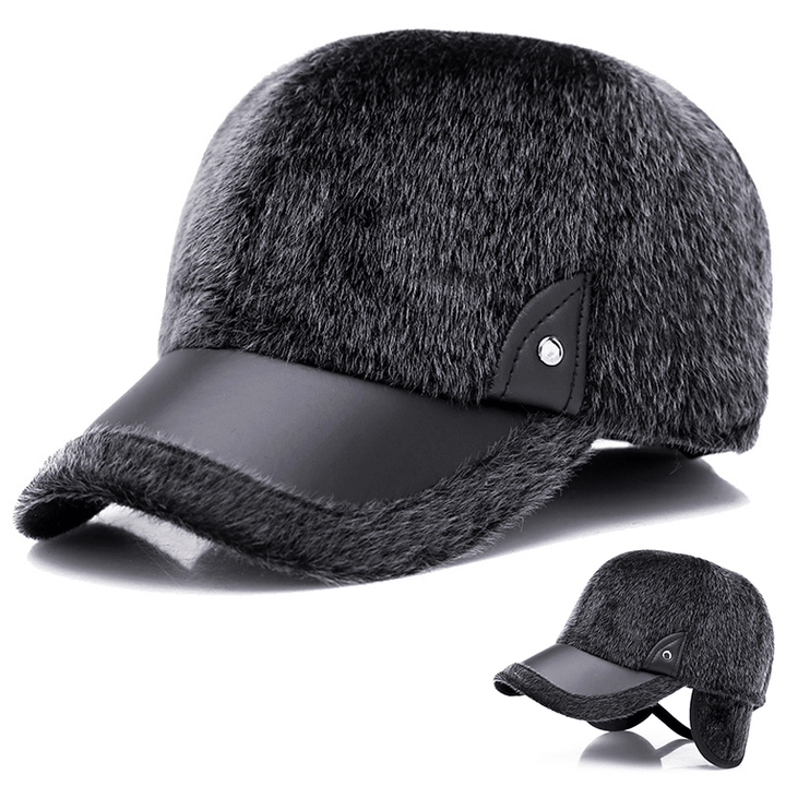 Artificial Marten Hair Earmuffs Baseball Cap Peaked Hat - MRSLM