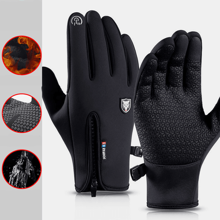 Unisex Touch Screen Windproof Cycling Gloves Full Finger Waterproof Cold Proof Silicone Anti-Slip Winter Outdoor Climbing Driving Gloves - MRSLM