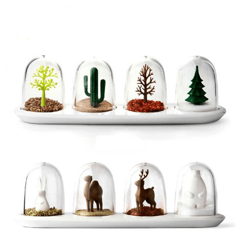 4 PCS/ Set Seasoning Shaker Bottle Four Seasons Plant Creative Animals Flavouring Bottle Salt Sugar Pepper Shaker Cooking Tools Kitchen Organizer - MRSLM