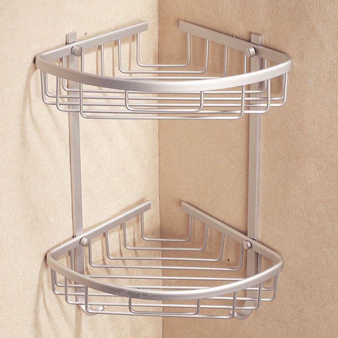 1/2/3 Layers Aluminium Wall Mounted Bathroom Corner Shower Caddies Storage Shelf Rack Holder - MRSLM