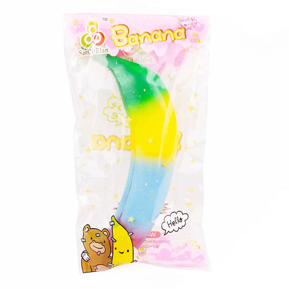 Sanqi Elan Rainbow Banana Squishy 18*4CM Soft Slow Rising with Packaging Collection Gift Toy - MRSLM