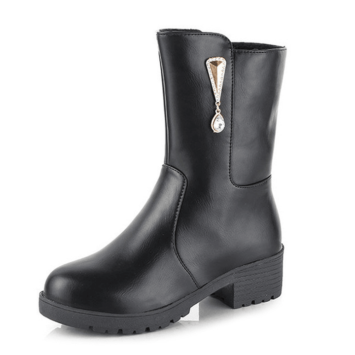 Women Winter Keep Warm Crystal Fashion Mid-Calf Boots - MRSLM