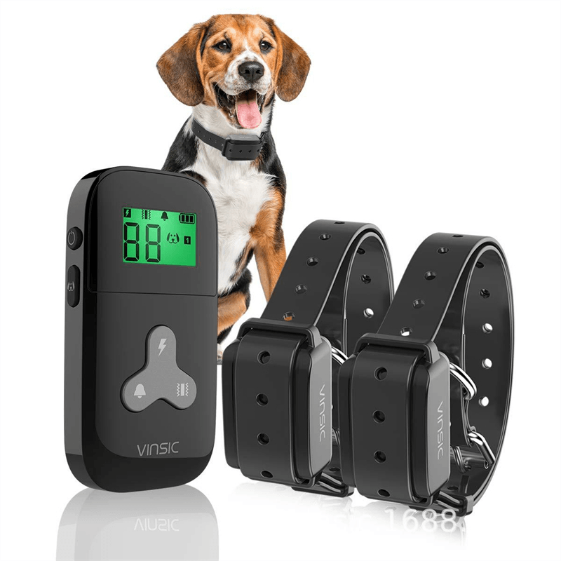 Whie/Black Waterproof Dogs Training Collar for Two Dogs 3 Mode for Training Electric Shock Vibration Beep Mode 300Yds Range Spring-Design No Harm to Dogs - MRSLM