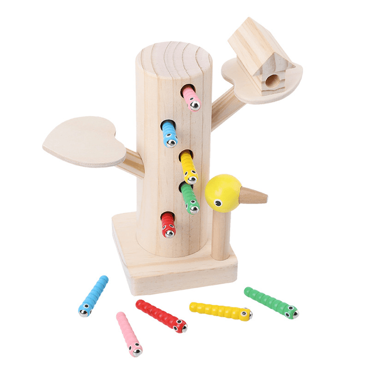 Wooden Magnetic Bird Catching Insect Game Early Childhood Education Toy - MRSLM