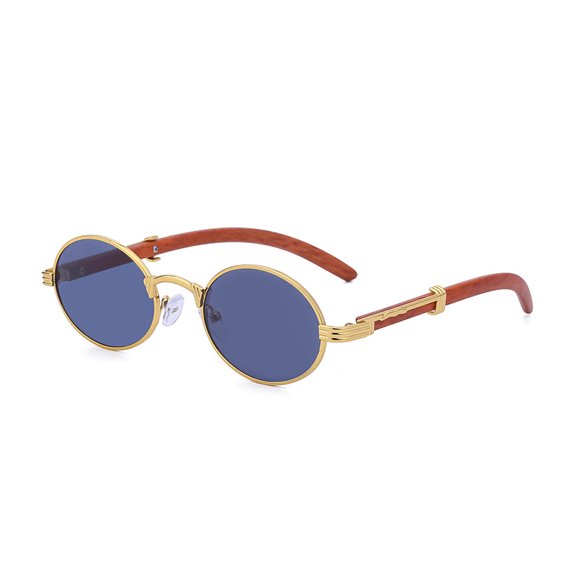 Retro Wood-Like Sunglasses Small round Frame - MRSLM