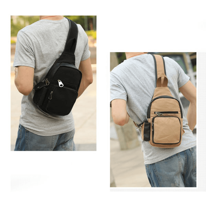 Men Canvas Travel Waist Bag Outdoor Sport Crossbody Bag - MRSLM