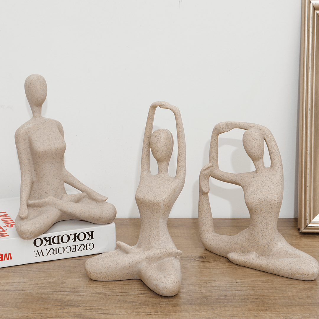 Resin Yoga Ornament Nordic Style Yoga Dancing Figure Decoration for Yoga Studios Health Halls - MRSLM