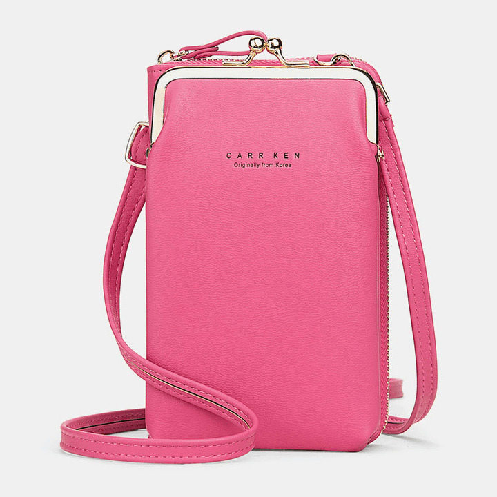 Women 9 Card Slots Phone Bag Solid Crossbody Bag Shoulder Bag - MRSLM