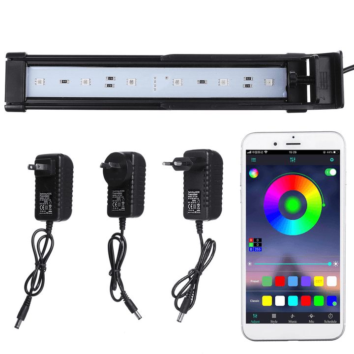 22CM Bluetooth APP Controlled Aquarium Cover Lighting Color Change Dimmable LED Light Bar Suitable for Aquarium/Fish Tank - MRSLM