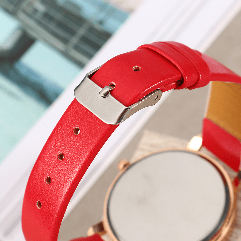 LVPAI Fashion Flower Pattern PU Leather Strap Womenwrist Watch Ladies Dress Quartz Watch - MRSLM