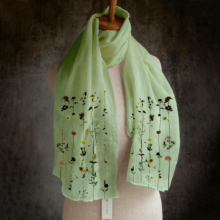 Women Multi-Purpose Lightweight Floral Pattern Elegant Long Scarf Shawl - MRSLM