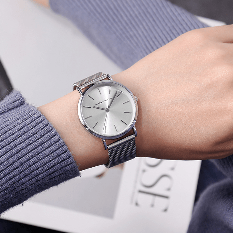 Hannah Martin CC36 Simple Women Watch Elegant Metal Case Stainless Steel Strap Female Quartz Watch - MRSLM