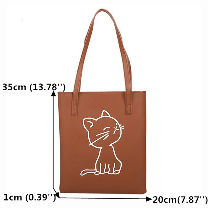 Women Cartoon Print Handbag Large Capacity Shoulder Bag - MRSLM