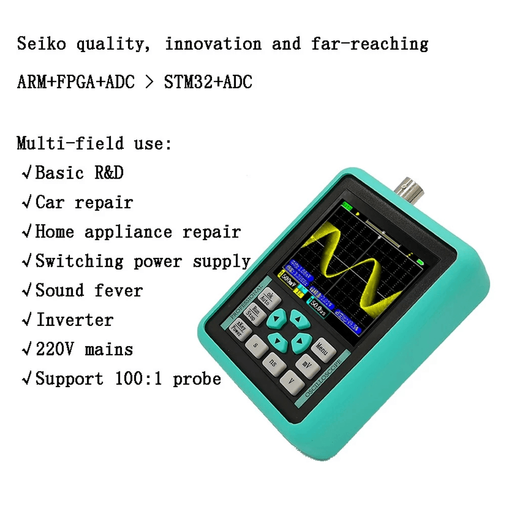 Handheld Mini Digital Oscilloscope with 2.4 Inches TFT Color LCD Screen 120M Bandwidth 500M Sampling Rate for Maintenance and DIY Electronic Test - MRSLM