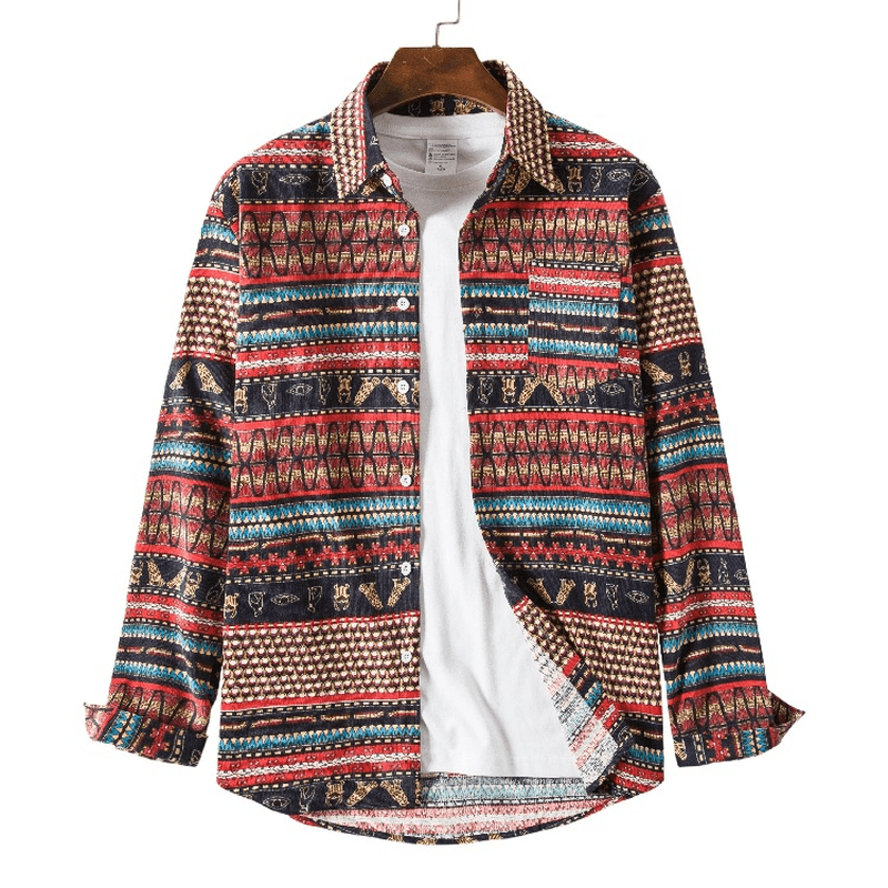 Fashion Ethnic Style Loose plus Size Casual Shirt - MRSLM