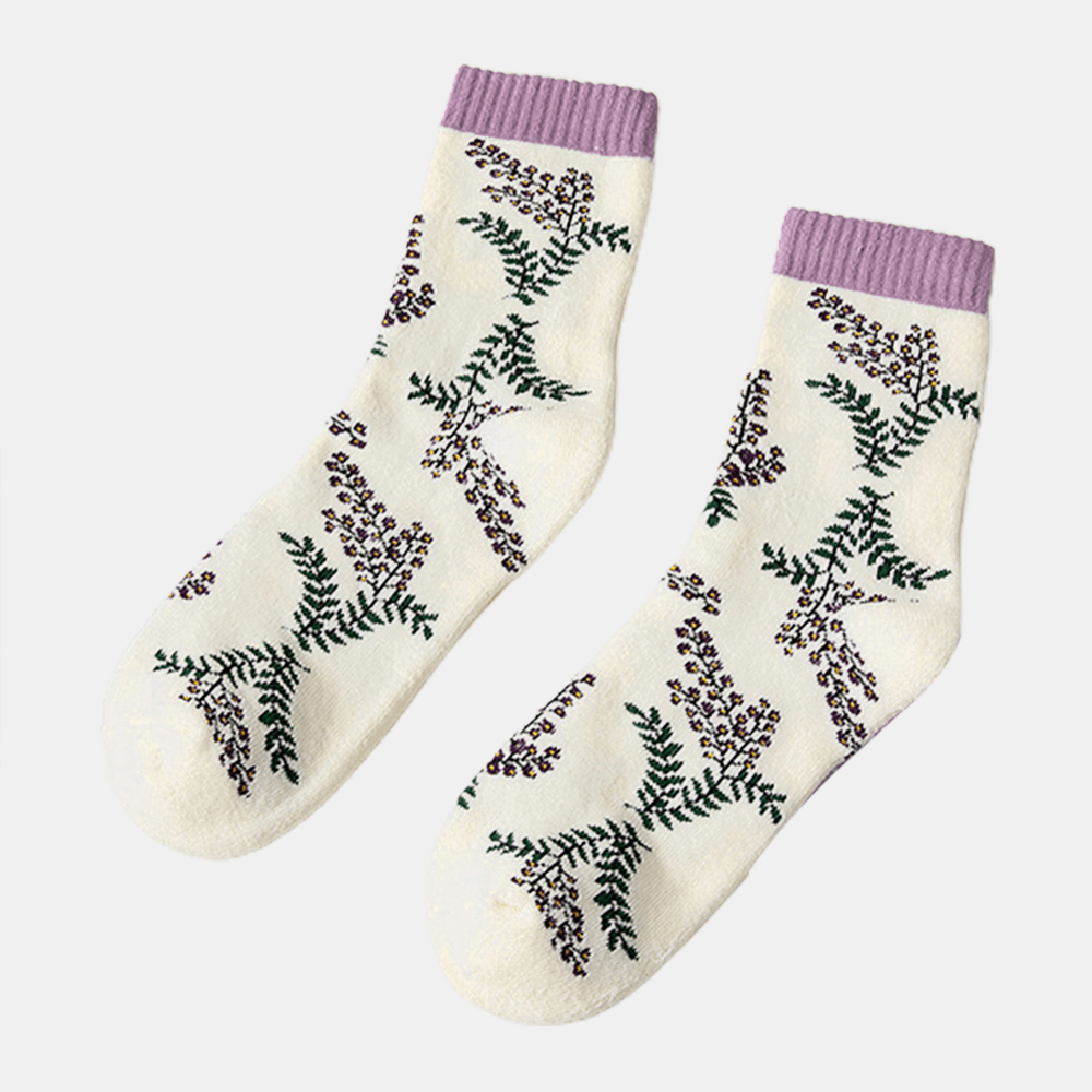 Women Cotton Thick Embroidery Multi Pattern Cute Casual Warm Tube Socks - MRSLM