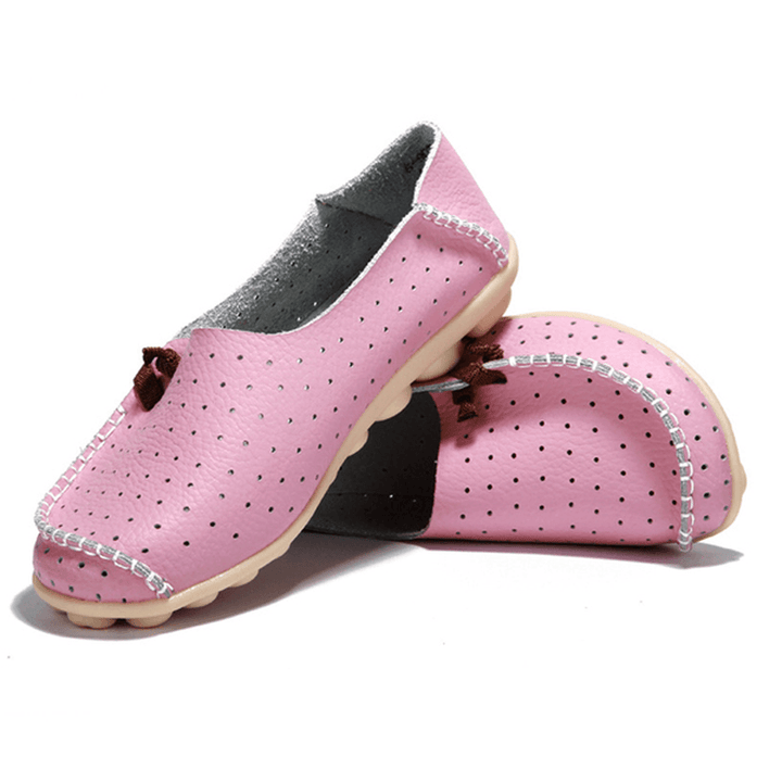 Big Size Women Casual Flat Shoes Slip on Ballerina Flats Hollow Out Flat Loafers - MRSLM