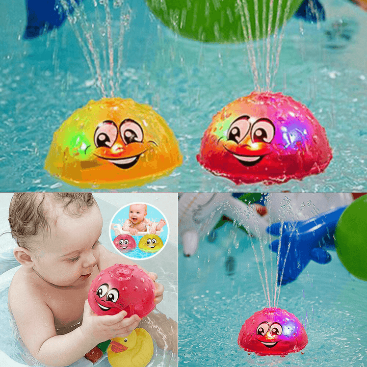 Infant Children'S Electric Induction Water Spray Toy Bath Light Music Rotate Toy - MRSLM