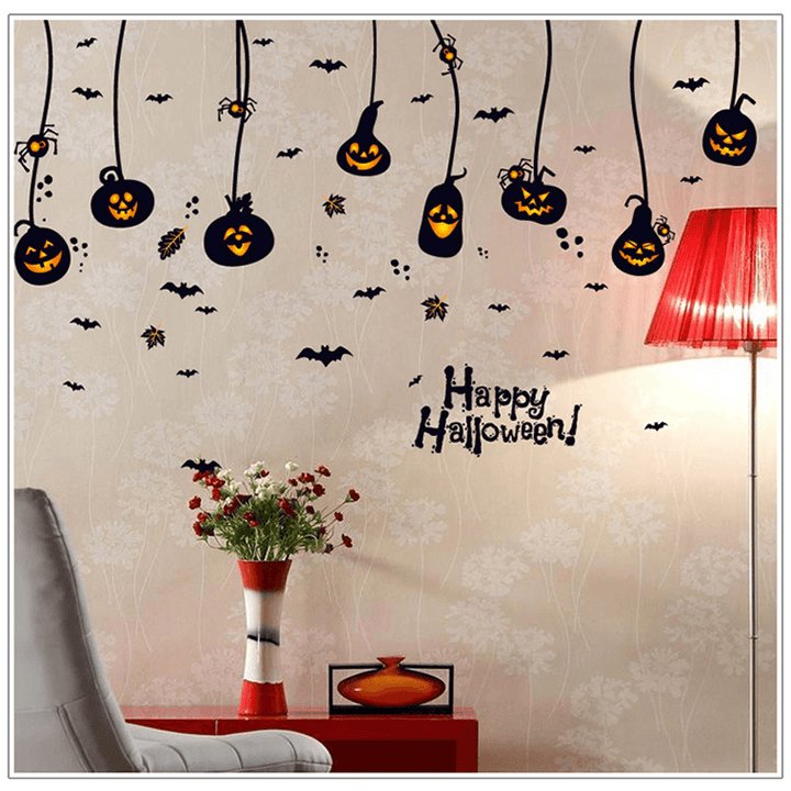 Halloween Waterproof PVC Wall Stickers Gothic Pumpkin Lantern Witch Pattern DIY Home Nursery Kid Room Decoration - MRSLM