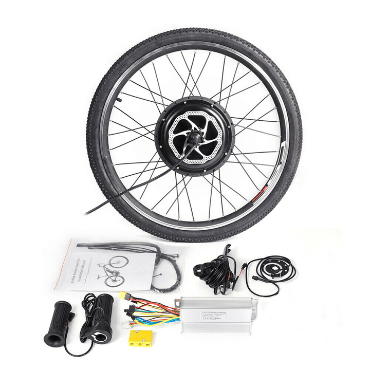 26Inch 48V 1500W E-Bike Accessories Set Front Wheels Motor Tire Disc Brake Power Cut-Off Brake Lever Storage Bag Twist Throttle Set Outdoor Cycling - MRSLM