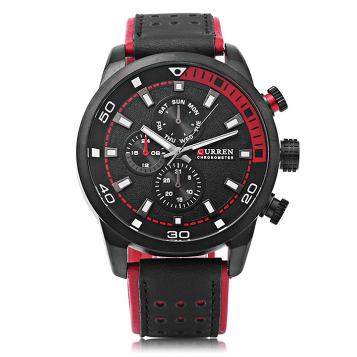 CURREN 8250 Luxury Leather Watch Band Fashion Casual Men Quartz Wrist Watch - MRSLM
