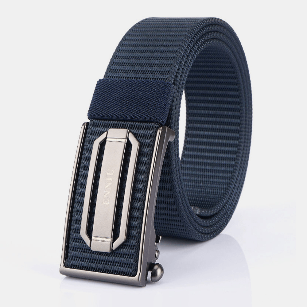 Men Nylon Braided 120Cm Rectangle Automatic Buckle Casual Wild Belts Training Tactical Belts - MRSLM