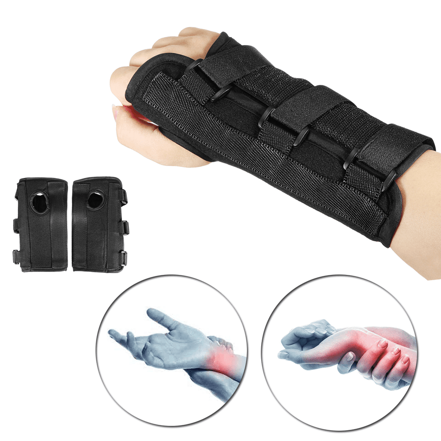 1Pair Right Left Hands Breathable Night Wrist Brace Sleep Support Carpal Tunnel Comfort Composite Fabric Wrist Splint Arthritis Sprain Gym 3 Straps Adjustable Metal Strip - MRSLM