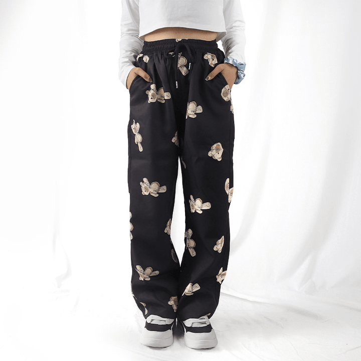 Summer Harajuku Hip Hop Style Ladies Casual Pants Printed Wide Leg Sweatpants - MRSLM