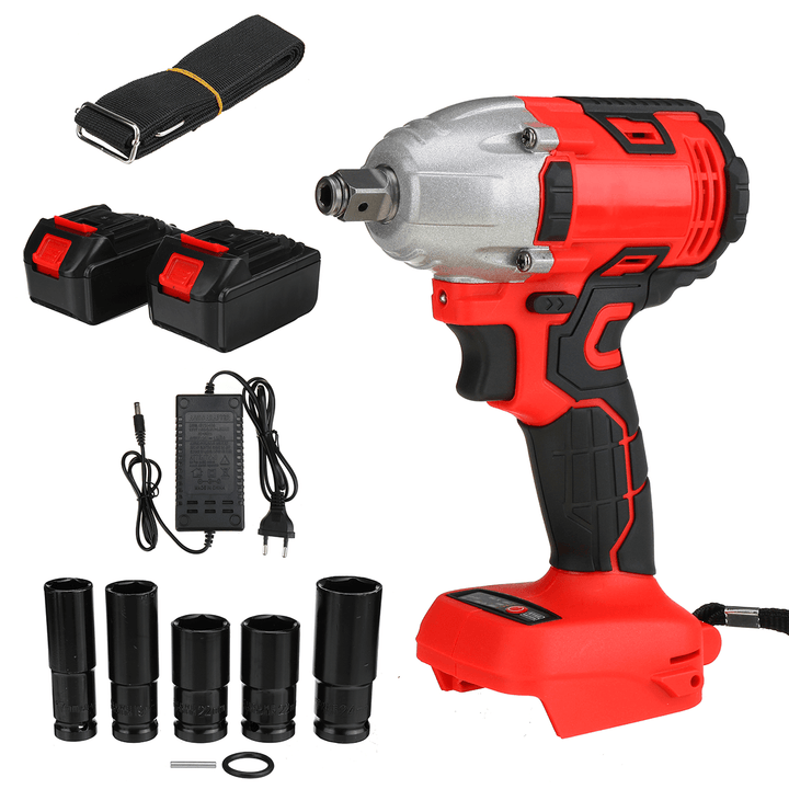 330NM 3000RPM Electric Cordless Brushless Impact Wrench W/ 1 or 2Pcs Battery & 5Pcs Sockets - MRSLM