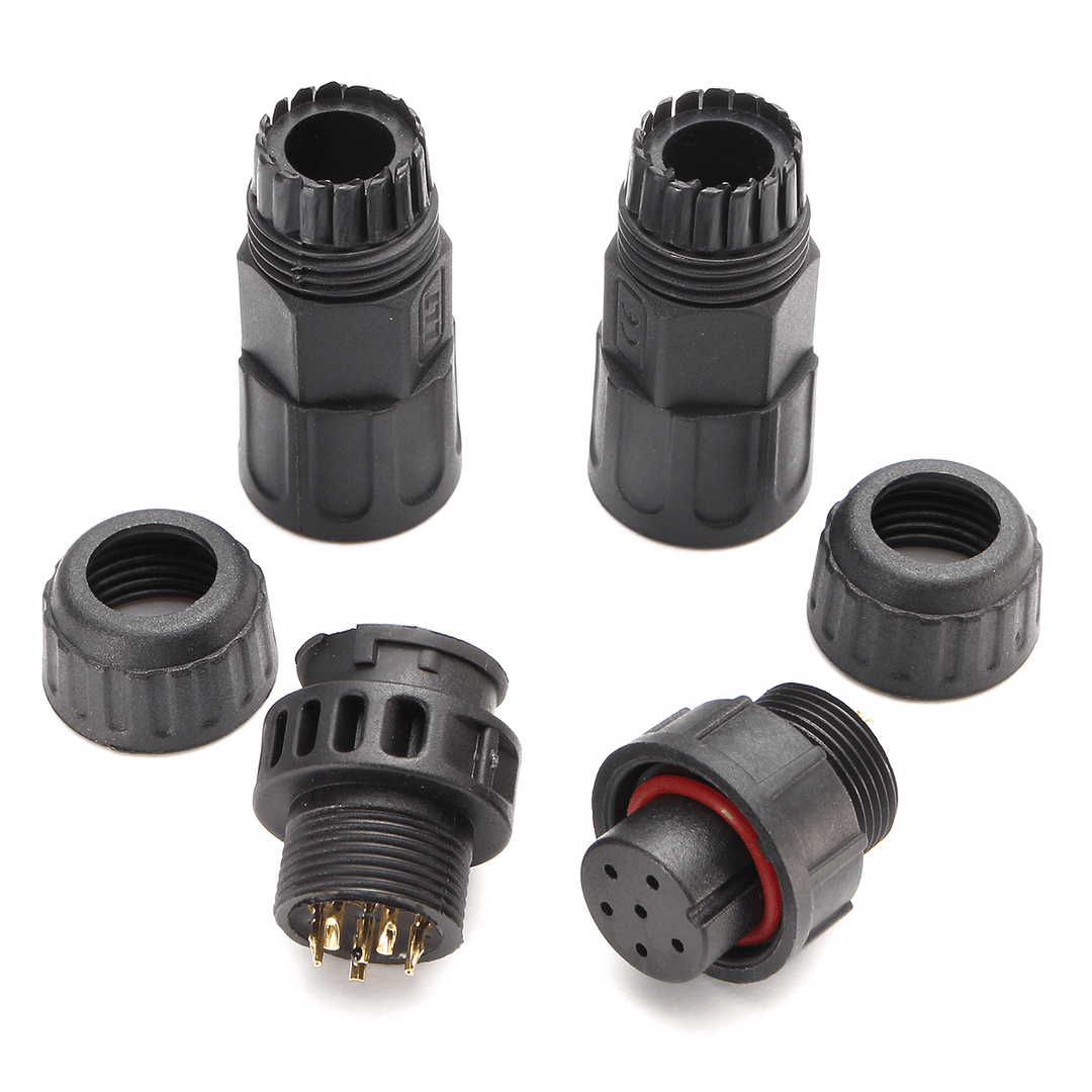 M19 6 Pins 5A Plug Socket Assembled IP68 Waterproof Electrical Wire Connector Screw - MRSLM