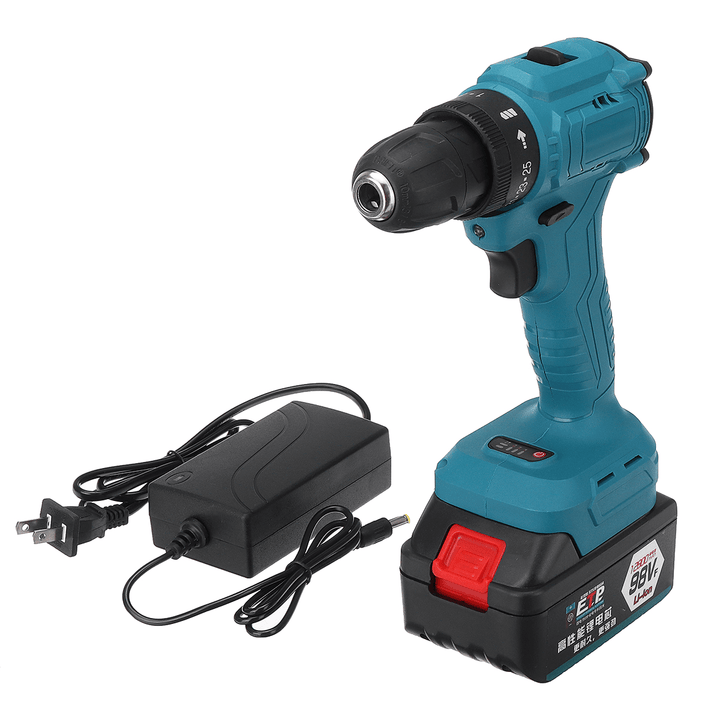 98VF 2000R/Min Electric Drill LED Cordless Screwdriver Power Tool W/ 1Pc or 2Pcs Battery - MRSLM