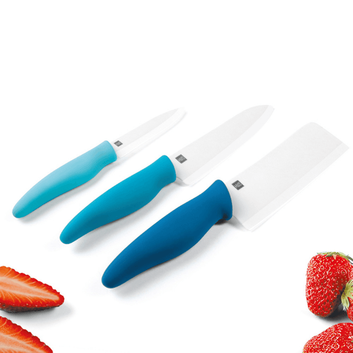 HUOHOU 4PCS Ceramic Knife with Chopping Board Set 6''Kitchen Vegetable Knife - MRSLM