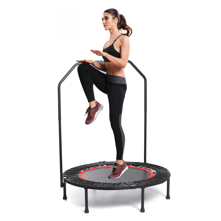 TOOCA Mini Trampoline Rebounder Max Load 220Lbs Exercise Trampoline with Adjustable Handrail for Indoor/Garden/Workout Cardio - MRSLM