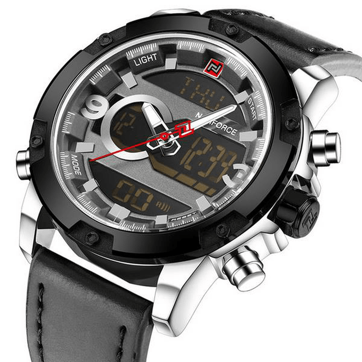 NAVIFORCE NF9097 Fashion Men Dual Display Watch Luxury Leather Strap Sport Watch - MRSLM