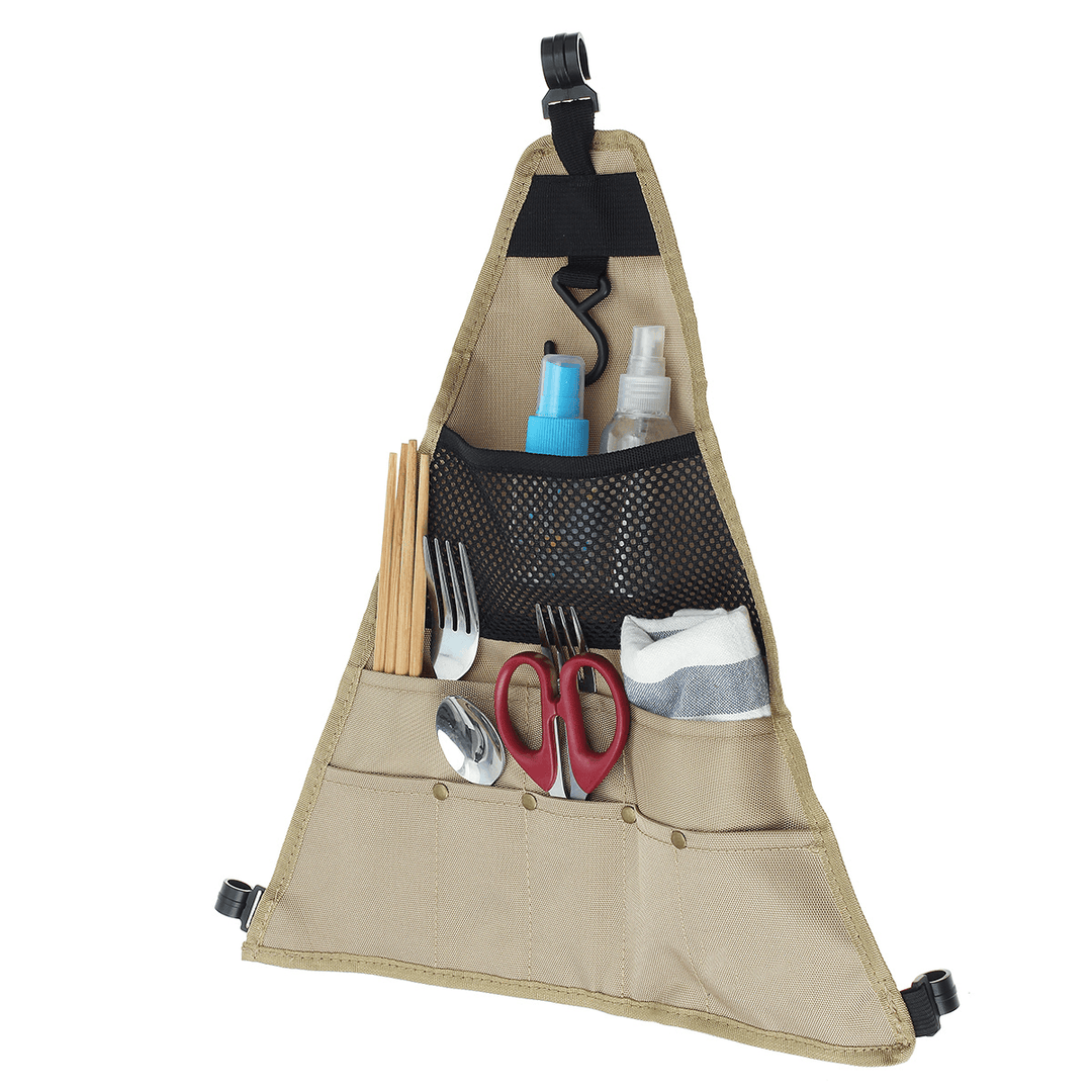 900D Oxford Cloth Tableware Storage Bag Camping Picnic BBQ Triangle/Rectangle Dinnerware Hanging Holder Bag Outdoor Organizer - MRSLM