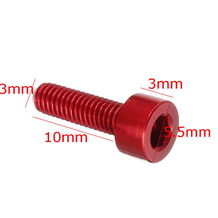 Suleve™ M3AH2 10Pcs M3X10Mm Hex Socket Cap Head Screws 7075 Aluminum Alloy Red - MRSLM