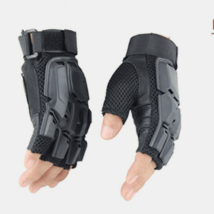 Outdoor Tactical Gloves Motorcycle Riding Sports Mountaineering Half-Finger Gloves Male Field Fitness Bike Gloves - MRSLM